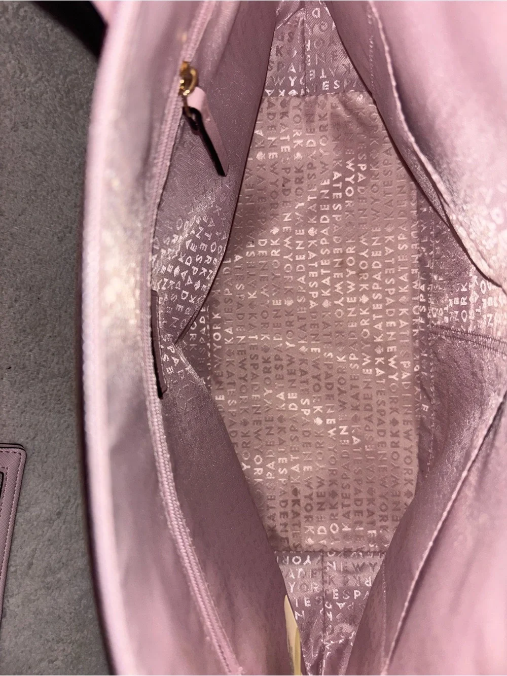 kate spade Pink Tote with Rose Gold Glitter Polka Dots and Matching Wallet
